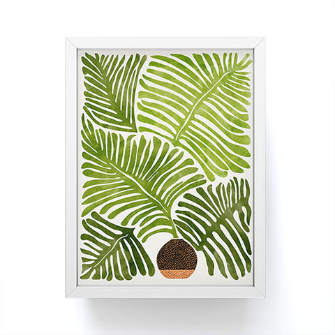 Modern Tropical Summer Fern Simple Modern Watercolor Framed Mini Art Print
