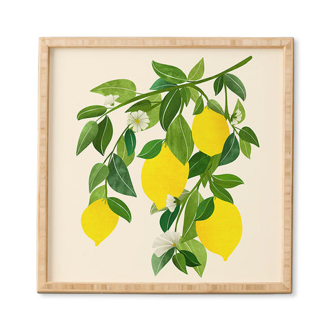 Modern Tropical Summer Lemons Tropical Fruit Framed Wall Art