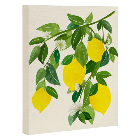Modern Tropical Summer Lemons Tropical Fruit Art Canvas