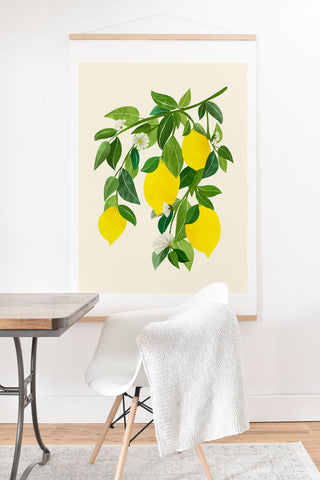 Modern Tropical Summer Lemons Tropical Fruit Art Print And Hanger