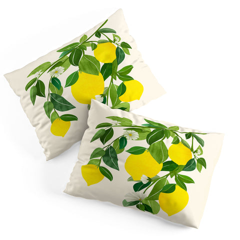 Modern Tropical Summer Lemons Tropical Fruit Pillow Shams