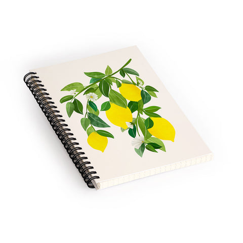 Modern Tropical Summer Lemons Tropical Fruit Spiral Notebook