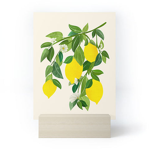 Modern Tropical Summer Lemons Tropical Fruit Mini Art Print