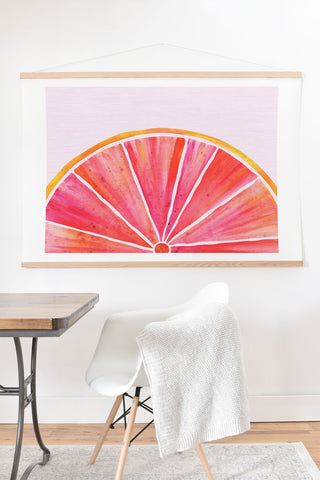 Modern Tropical Sunny Grapefruit Watercolor Art Print And Hanger