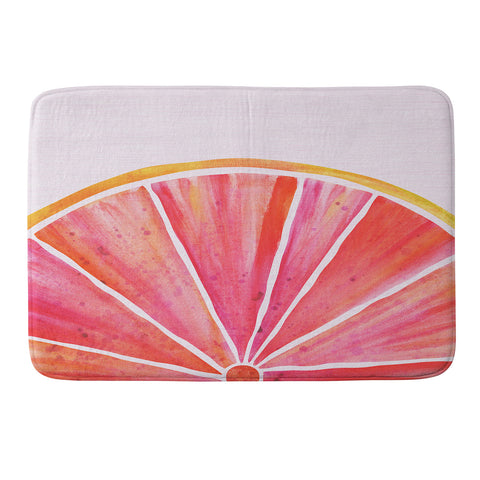 Modern Tropical Sunny Grapefruit Watercolor Memory Foam Bath Mat