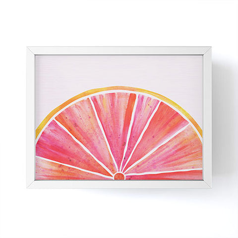 Modern Tropical Sunny Grapefruit Watercolor Framed Mini Art Print