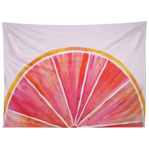 Modern Tropical Sunny Grapefruit Watercolor Tapestry