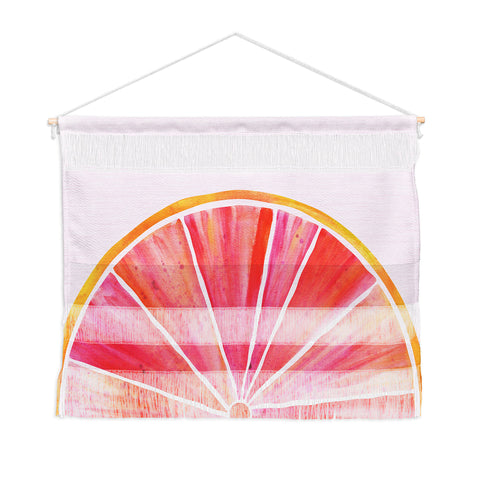 Modern Tropical Sunny Grapefruit Watercolor Wall Hanging Landscape