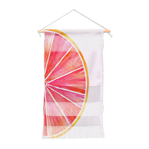Modern Tropical Sunny Grapefruit Watercolor Wall Hanging Portrait