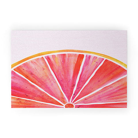 Modern Tropical Sunny Grapefruit Watercolor Welcome Mat