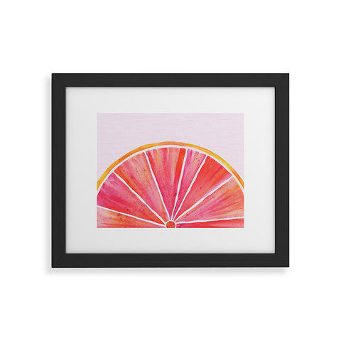 Modern Tropical Sunny Grapefruit Watercolor Framed Art Print