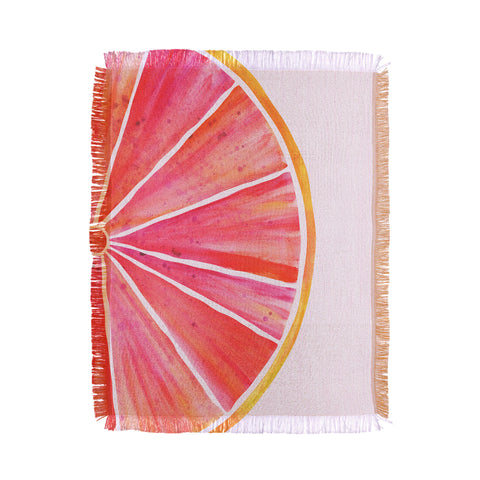 Modern Tropical Sunny Grapefruit Watercolor Throw Blanket