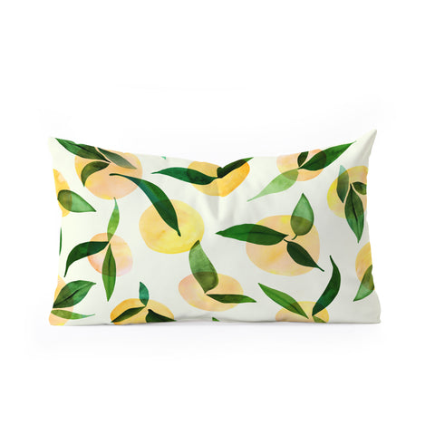 Modern Tropical Sunny Lemon Print Yellow Oblong Throw Pillow