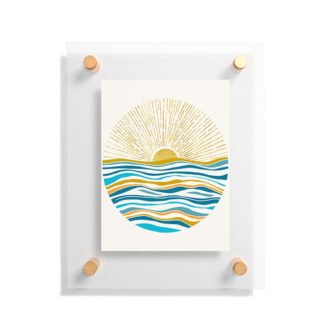 Modern Tropical Sunrise At Sea Floating Acrylic Print
