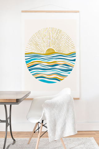 Modern Tropical Sunrise At Sea Art Print And Hanger