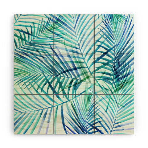 Modern Tropical Tropical Palm Pattern Wood Wall Mural