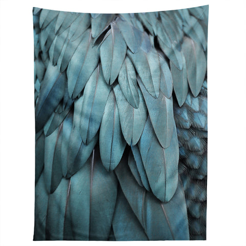 Monika Strigel 1P FEATHERS METALLIC BLUE Tapestry