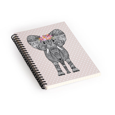 Monika Strigel 1P FLOWER GIRL ELEPHANT BLUSH Spiral Notebook