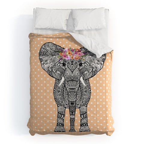 Monika Strigel 1P FLOWER GIRL ELEPHANT PEACH Comforter