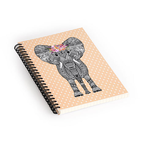 Monika Strigel 1P FLOWER GIRL ELEPHANT PEACH Spiral Notebook