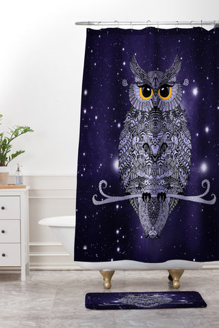 Monika Strigel Blue Night Owl Shower Curtain And Mat