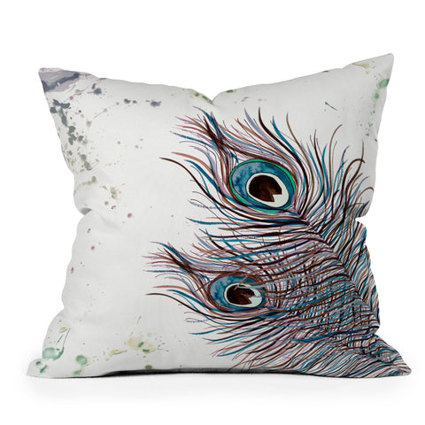 Monika Strigel Boho Peacock Feathers Throw Pillow