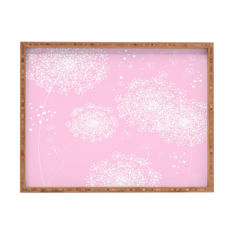 Monika Strigel Dandelion Snowflake Pink Rectangular Tray