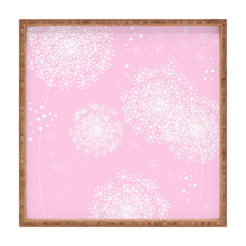 Monika Strigel Dandelion Snowflake Pink Square Tray
