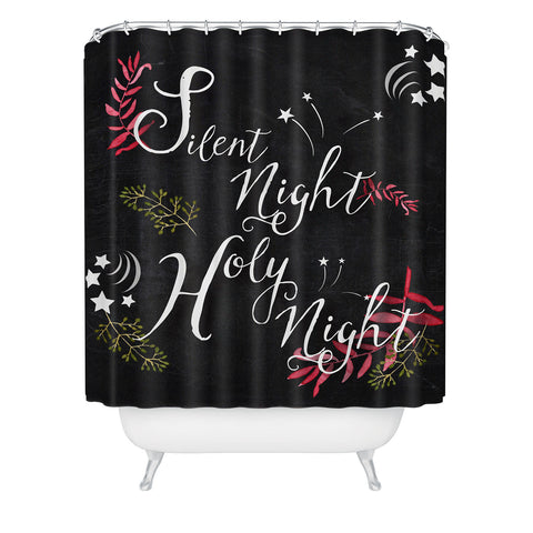 Monika Strigel FARMHOUSE CHALKBOARD SILENT NIGHT Shower Curtain