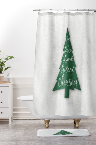 Monika Strigel FARMHOUSE CHRISTMAS TREE GREEN Shower Curtain And Mat