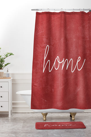 Monika Strigel FARMHOUSE HOME CHALKBOARD RED Shower Curtain And Mat
