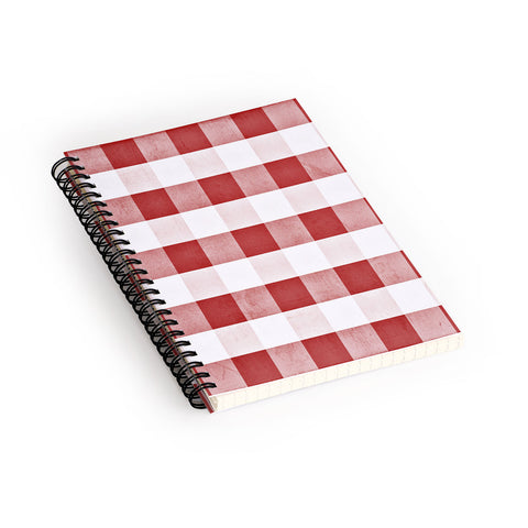 Monika Strigel FARMHOUSE SHABBY GINGHAM RED CHECKERED PLAID Spiral Notebook