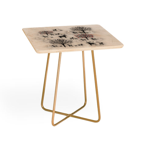Monika Strigel FARMHOUSE WINTER DEER AND FOREST Side Table