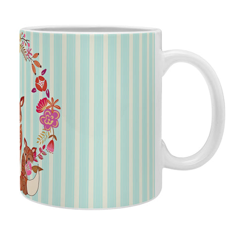 Monika Strigel Fox And Flowers And Blue Stripes Coffee Mug