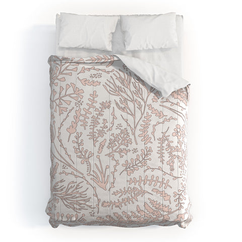 Monika Strigel HERBS AND FERNS ROSE AND WHITE Comforter