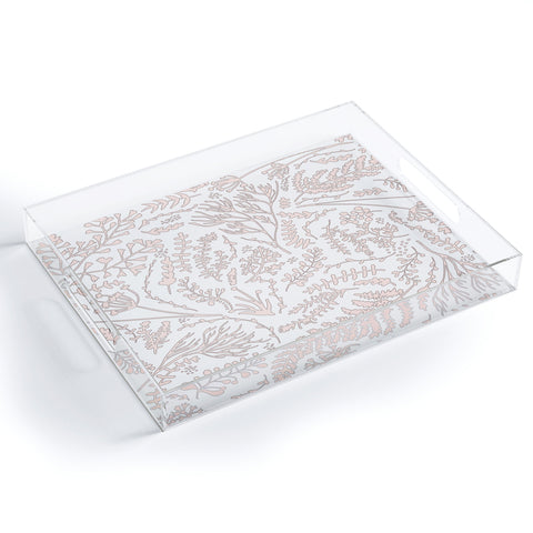 Monika Strigel HERBS AND FERNS ROSE AND WHITE Acrylic Tray