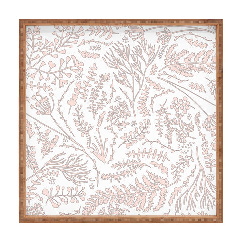 Monika Strigel HERBS AND FERNS ROSE AND WHITE Square Tray