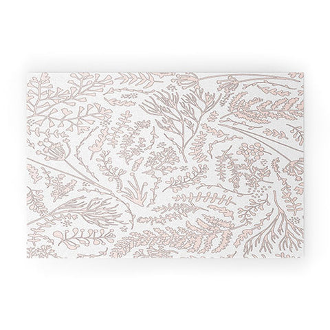 Monika Strigel HERBS AND FERNS ROSE AND WHITE Welcome Mat