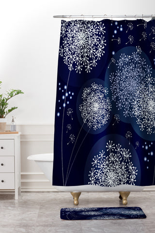 Monika Strigel Midnight Magic Dandelion Shower Curtain And Mat