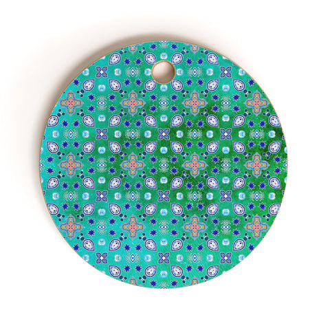 Monika Strigel MOROCCAN PEARLS AND TILES GREEN Cutting Board Round