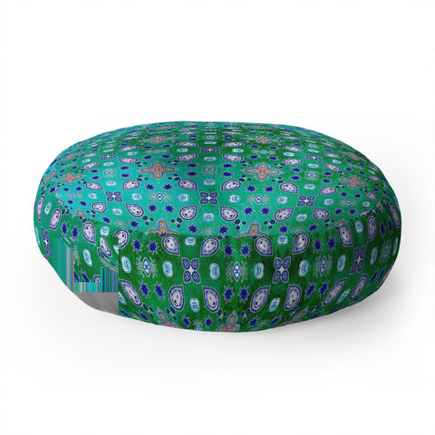 Monika Strigel MOROCCAN PEARLS AND TILES GREEN Floor Pillow Round