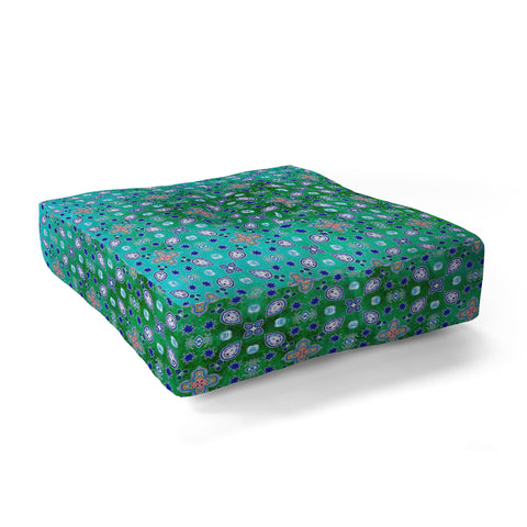 Monika Strigel MOROCCAN PEARLS AND TILES GREEN Floor Pillow Square