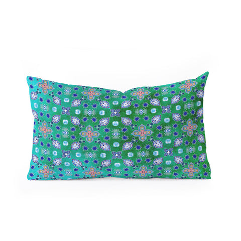 Monika Strigel MOROCCAN PEARLS AND TILES GREEN Oblong Throw Pillow