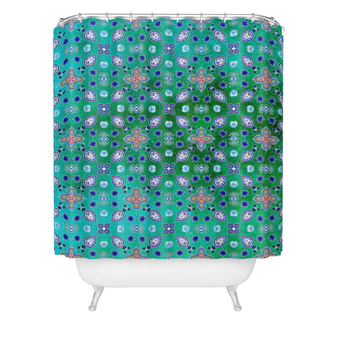Monika Strigel MOROCCAN PEARLS AND TILES GREEN Shower Curtain