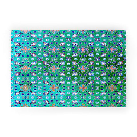 Monika Strigel MOROCCAN PEARLS AND TILES GREEN Welcome Mat