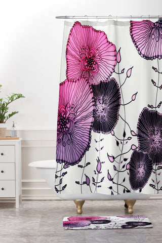 Monika Strigel Mystic Garden Pink Shower Curtain And Mat