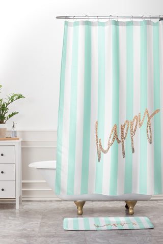 Monika Strigel Pretty Happy Mint Shower Curtain And Mat