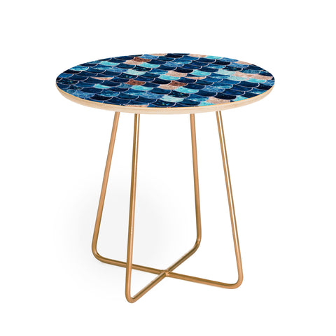 Monika Strigel REALLY MERMAID BLUE AND GOLD Round Side Table