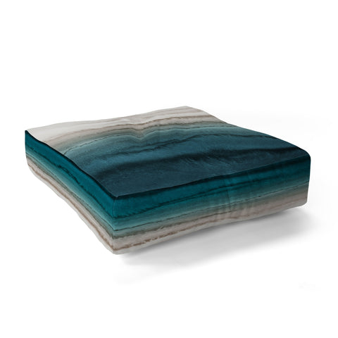 Monika Strigel WITHIN THE TIDES CRASHING WAVES TEAL Floor Pillow Square