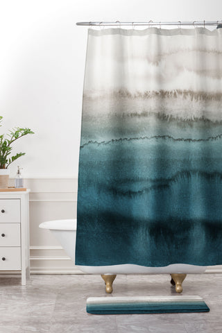 Monika Strigel WITHIN THE TIDES CRASHING WAVES TEAL Shower Curtain And Mat
